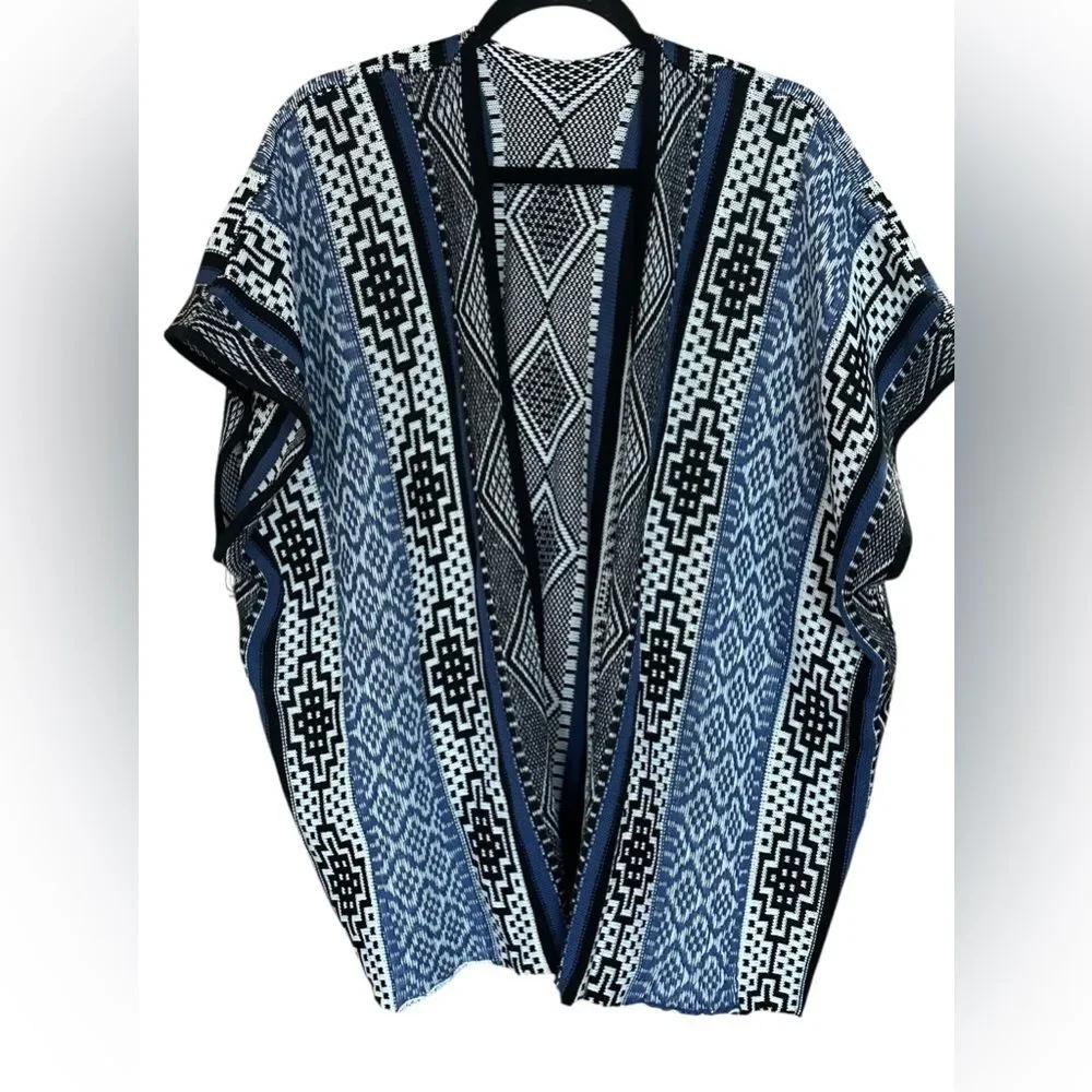 Lava Accessories Kimono Style Sweater Boho Hippie Festival. Blue, One Size